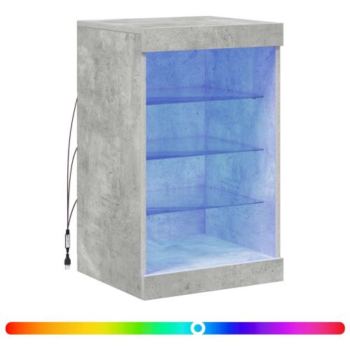 Сайдборд с LED светлини, бетонно сив, 41x37x67 см