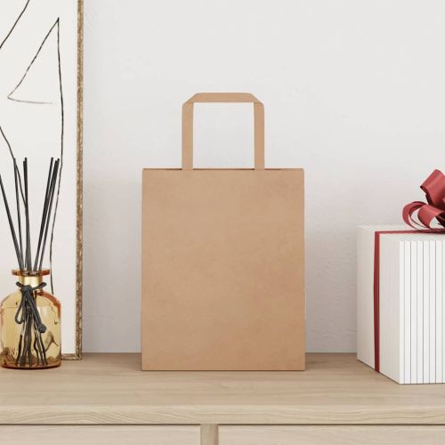 Хартиени торбички 50 бр с дръжки кафяви 18x8x22 см