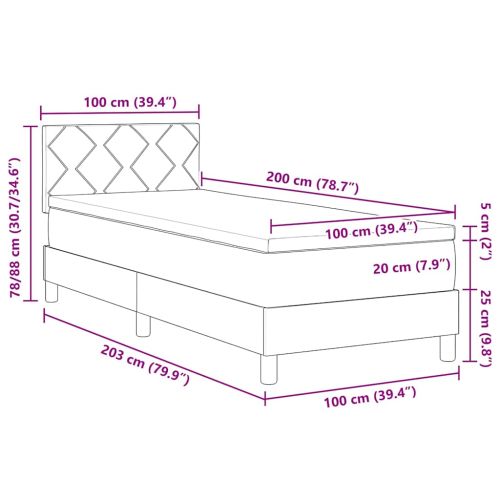 Легло с пружинирана основа Тъмен сив 100 x 200 cm текстил