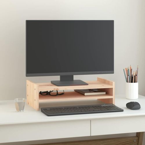 Поставка за монитор, 50x27x15 см, бор масив