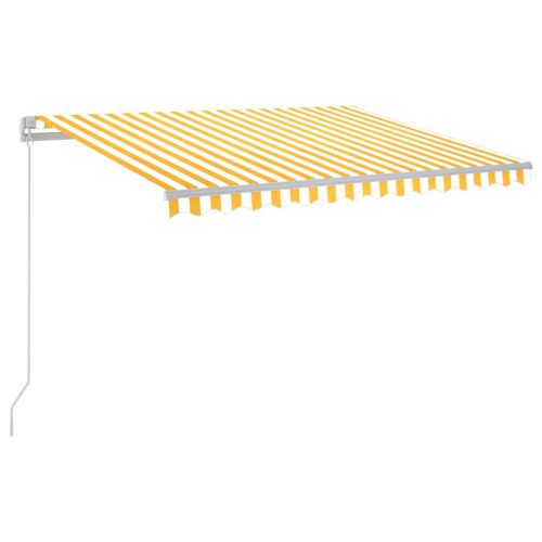 Прибираща се тента Жълт и бял 300 x 250 cm Тъкан и алуминий