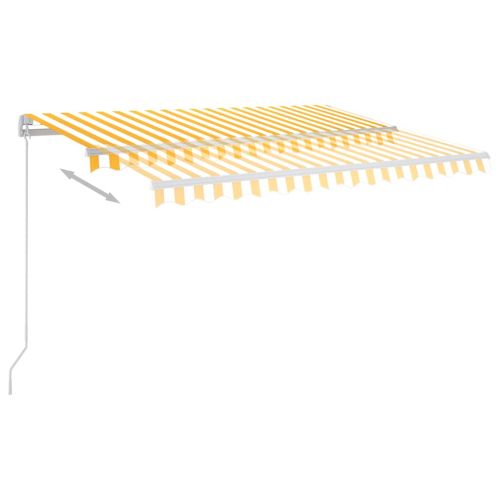 Ръчно прибираща се тента с LED, 300x250 см, жълто и бяло