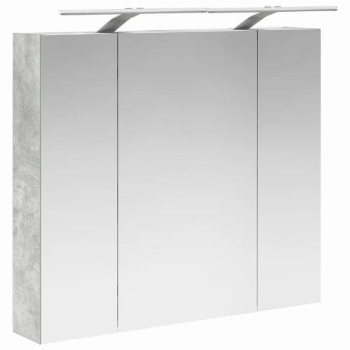 Шкаф с огледало за баня Циментено сиво 80 x 14.5 x 70 см