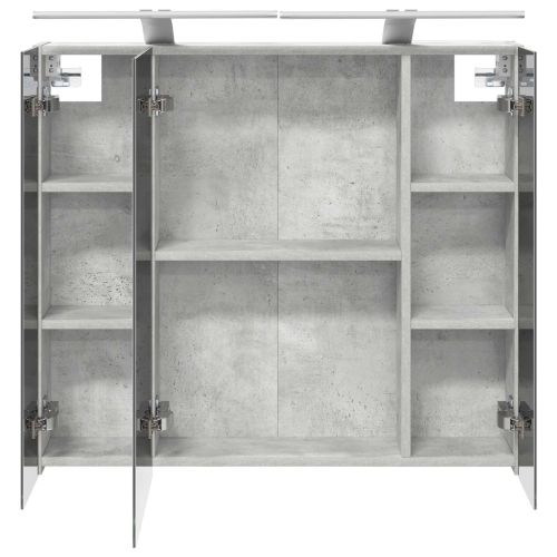 Шкаф с огледало за баня Циментено сиво 80 x 14.5 x 70 см