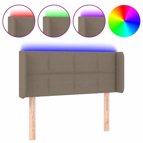 LED горна табла за легло, таупе, 103x16x78/88 см, плат
