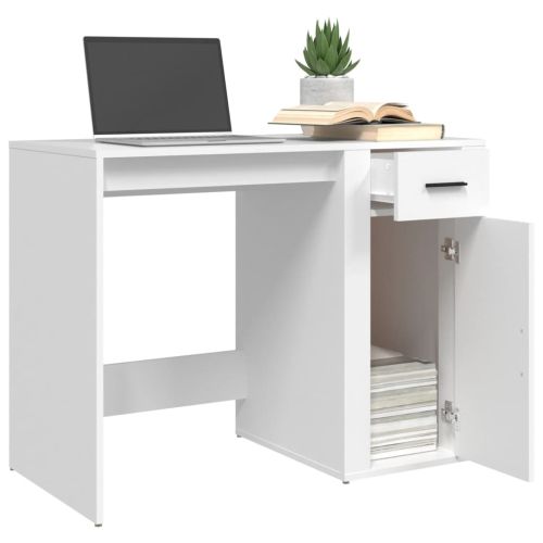 Бюро, бяло, 100x49x75 см, инженерно дърво