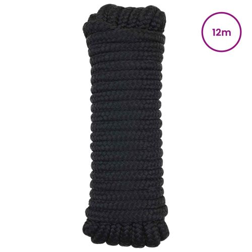 Въже за лодка 2 mm 12 m Черно Полиестер