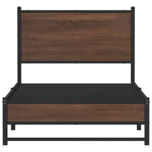 Метална рамка за легло без матрак Кафяв дъб 80x200 cm