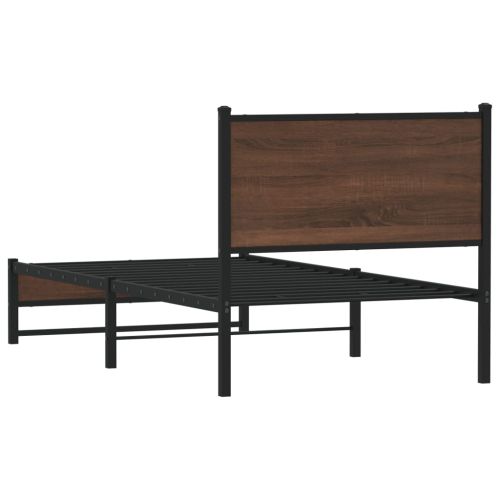 Метална рамка за легло без матрак Кафяв дъб 80x200 cm