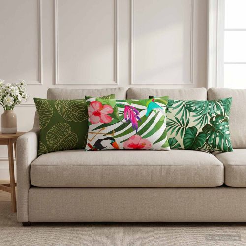 Калъфка за възглавница 6 pcs HEERLEN Мотив с листа 30 x 50 cm