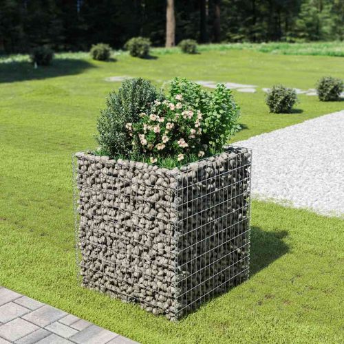 Габион повдигната леха, поцинкована стомана, 90x90x100 cм
