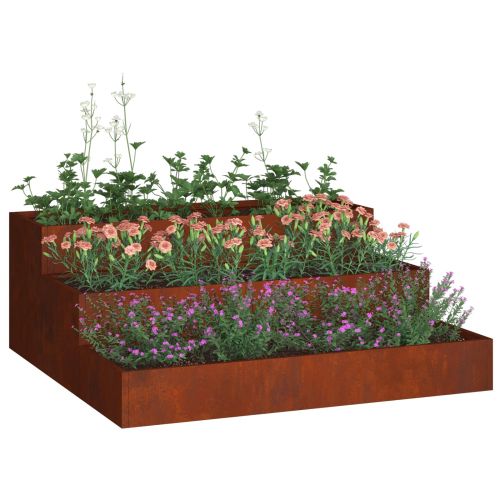 Градинска саксия Ръждясало 90 x 90 x 35 см Патинираща стомана