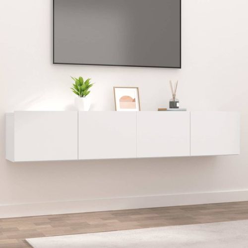ТВ шкафове, 2 бр, бели, 80x30x30 см, инженерно дърво