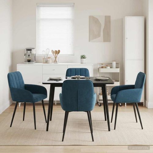 Обедени столове 4 бр. Кадифе Синьо 56,5 x 50 x 85 см