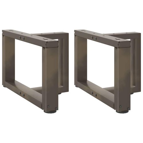 Крака за масичка за кафе, Т-образни, 2 бр., черни, 50x25x(30-31) см, стомана