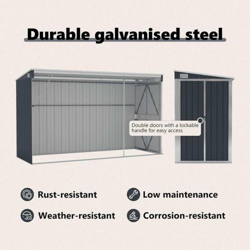 Градинска барака стенен монтаж антрацит 118x288x178 см стомана