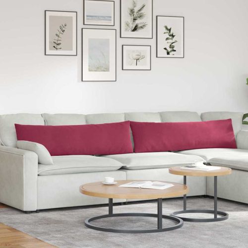 Диван възглавници 2 pcs Виненочервен 145 x 40 см
