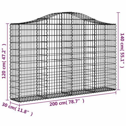 Габионни кошници арка 2 бр 200x30x120/140см поцинковано желязо