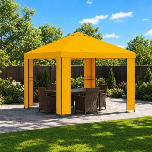 Шатра 3 x 3 m Жълто Полиестер и стомана 190 gsm