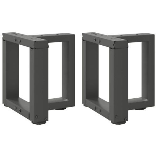 Крака за масичка за кафе, Т-образни, 2 бр., антрацит, 30x25x(30-31) см, стомана