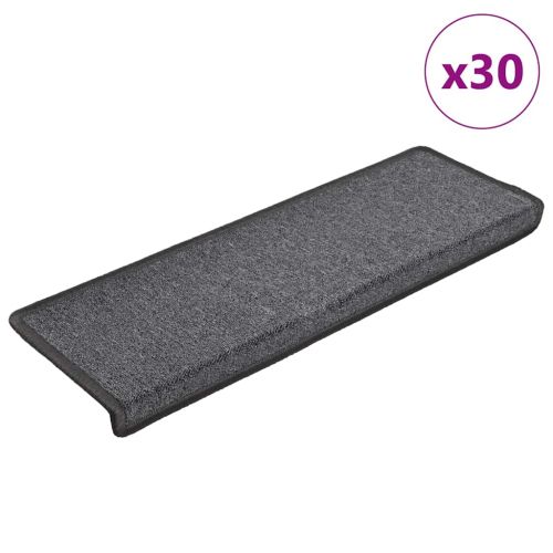 Изтривалки за стълби, 30 бр., 65x21x4 см, тъмносиви, с правоъгълен кант
