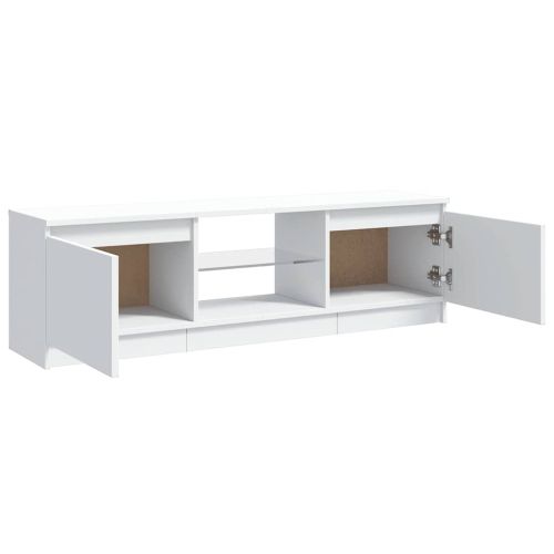 ТВ шкаф с LED осветление, бял, 120x30х36 см