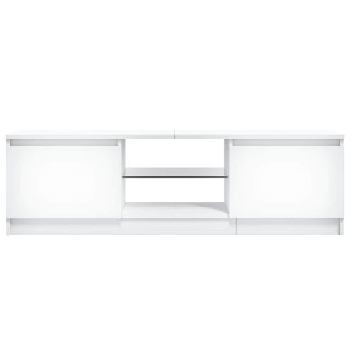 ТВ шкаф с LED осветление, бял, 120x30х36 см