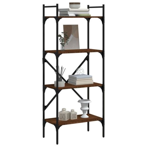 Библиотека 4 рафта кафяв дъб 56x31,5x138,5 см инженерно дърво