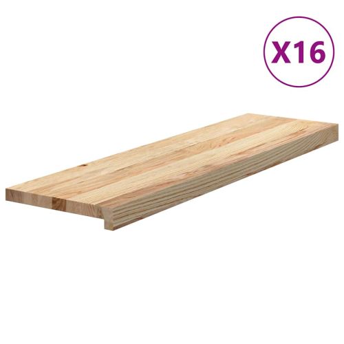 Стълбищни стъпала, 16 бр, 90x25x2 см, необработен масивен дъб