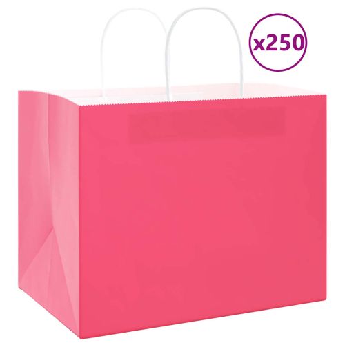 Хартиени торбички 250 бр с дръжки розови 32x22x24 см