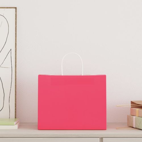 Хартиени торбички 250 бр с дръжки розови 32x22x24 см