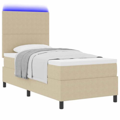 LED кутия за пружини с легло Светлосив и бял 80 x 200 cm
