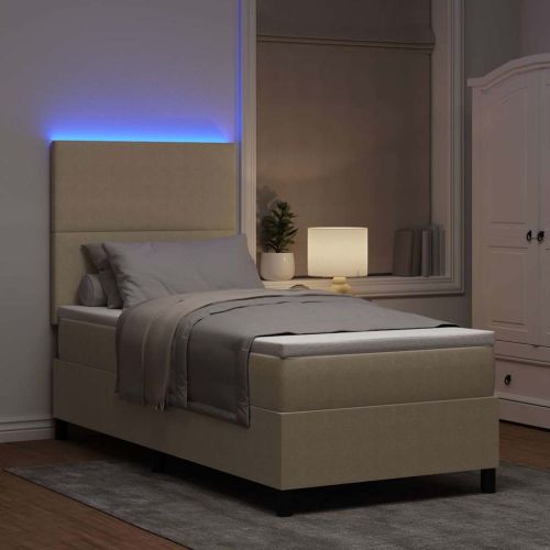 LED кутия за пружини с легло Светлосив и бял 80 x 200 cm