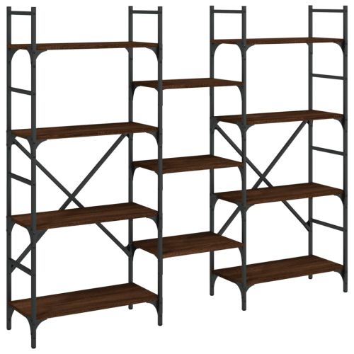 Етажерка за книги кафяв дъб 160x28,5x136,5 см инженерно дърво