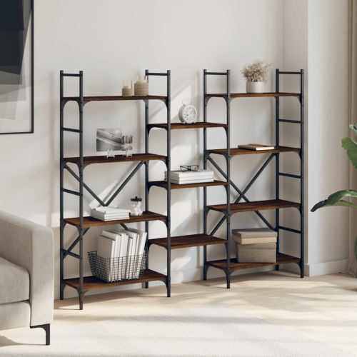 Етажерка за книги кафяв дъб 160x28,5x136,5 см инженерно дърво