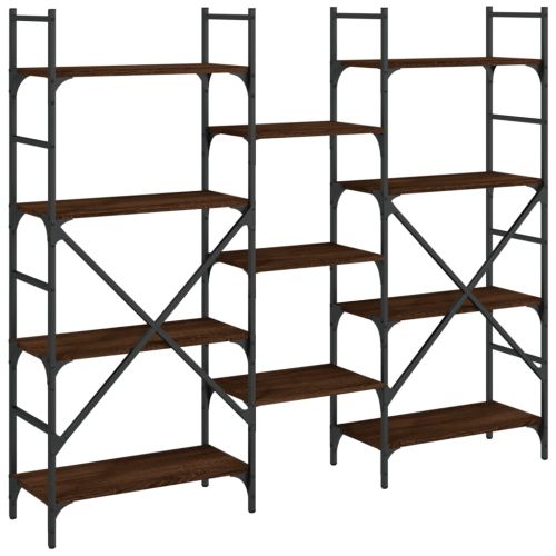 Етажерка за книги кафяв дъб 160x28,5x136,5 см инженерно дърво