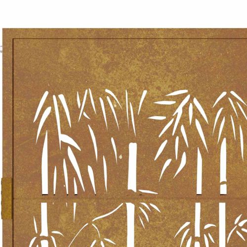 Градинска порта 100x125 см, кортенова стомана, дизайн от бамбук