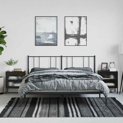 Нощни шкафчета 2 бр черни 50x35x60 см стъкло и стомана