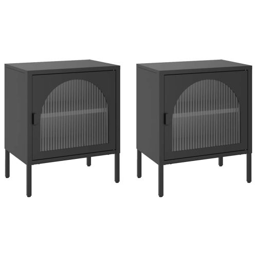 Нощни шкафчета 2 бр черни 50x35x60 см стъкло и стомана