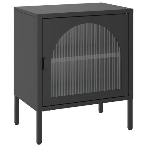 Нощни шкафчета 2 бр черни 50x35x60 см стъкло и стомана