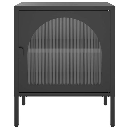 Нощни шкафчета 2 бр черни 50x35x60 см стъкло и стомана