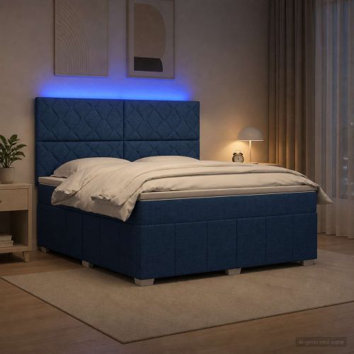 LED легло с матрак с LED ленти Синьо 160 x 200 cm Текстил