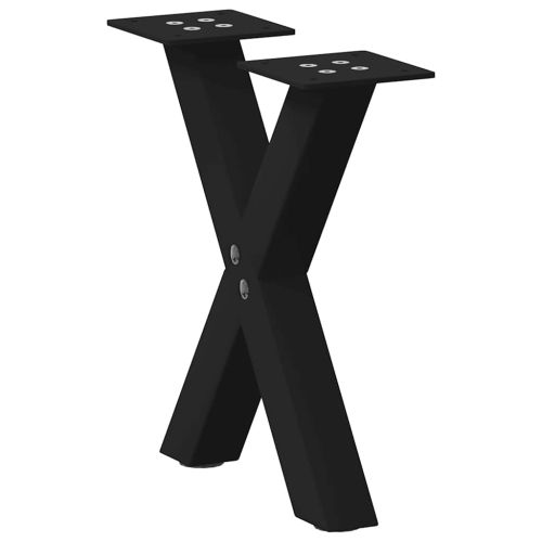 Крака за масичка за кафе, X-образни, 2 бр., черни, 30 x (30-31) см, стомана