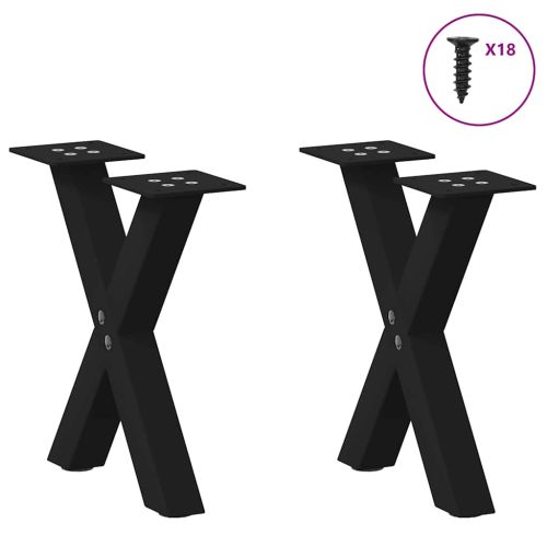 Крака за масичка за кафе, X-образни, 2 бр., черни, 30 x (30-31) см, стомана