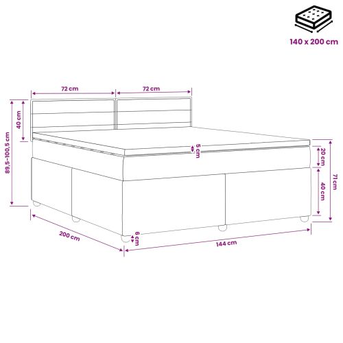 Континентално легло с матрак Тъмен кафяв 140 x 200 cm Текстил