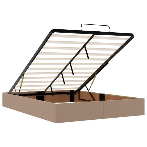 Отоманка с матраци и LED осветление, капучино, 140x190 см, изкуствена кожа