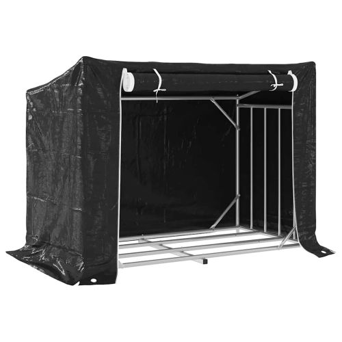 vidaxL Стойка за дърва за огрев с дъждобран, 151x80,5x110,5 см