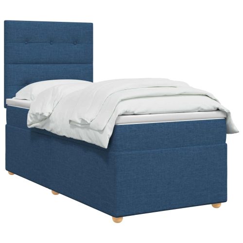 Континентално легло с матрак Синьо 90 x 190 cm Текстил