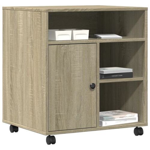 Стойка за принтер с колелца, сонома дъб, 60x50x67 см