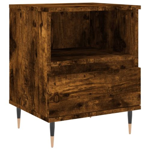 Нощно шкафче опушен дъб 40x35x50 см инженерно дърво